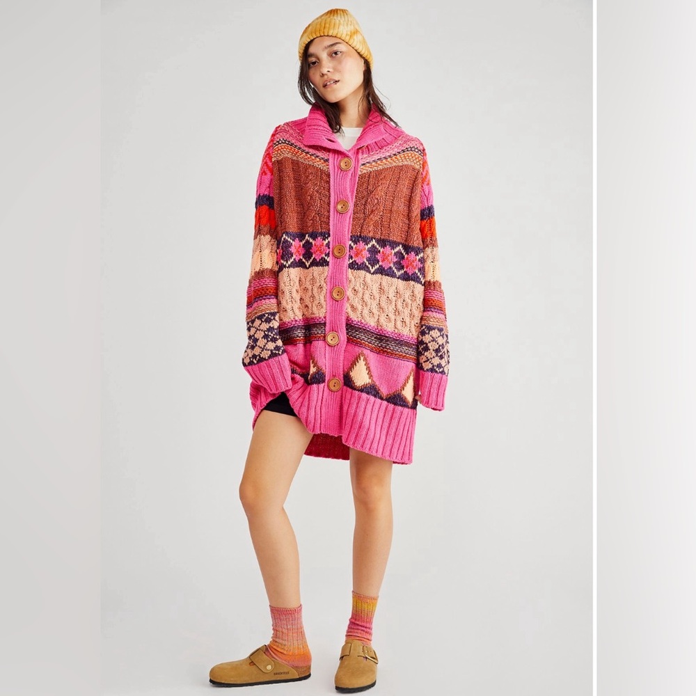 Free People Argyle Smile Cardi